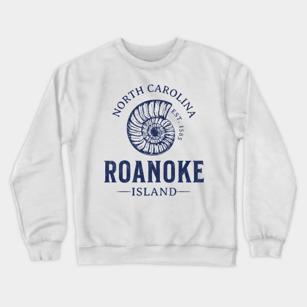 Roanoke Island, NC Summertime Vacationing Seashell Crewneck Sweatshirt by Contentarama